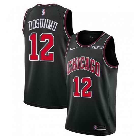 Men Chicago Bulls 12 Ayo Dosunmu Black Stitched Basketball Jersey